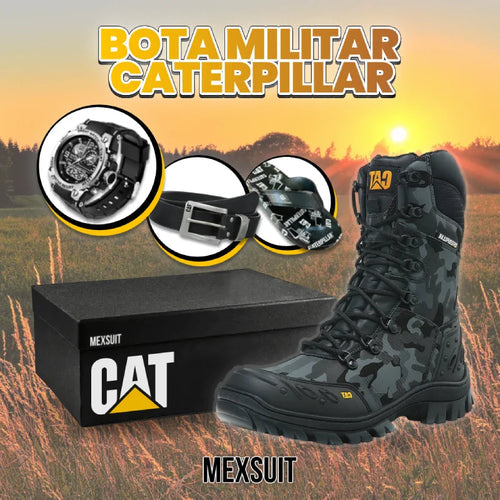 Kit de Botas Militares de Cuero Para Hombre Bravus + 3 REGALOS: Reloj, Cinturón y Zapatillas