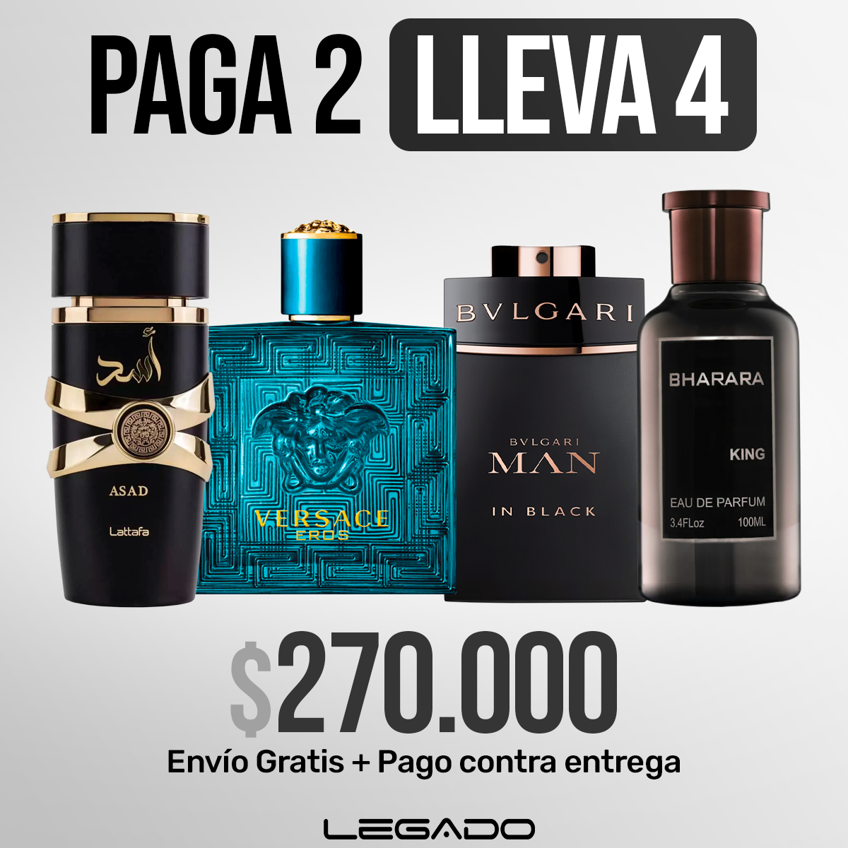 [COMBO LUXE] KIT 4 Perfumes ASAD | BHARARA | VERSACE| BVLGARI + Regalo Exclusivo